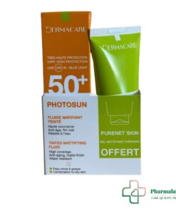 DERMACARE PHOTOSUN 01 FLUIDE MATIFIANT TEINTE PEAUX MIXTES A GRASSES SPF 50+ 50ML