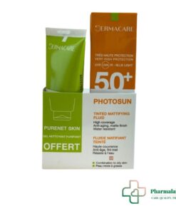 DERMACARE PHOTOSUN 1.5 FLUIDE MATIFIANT TEINTEE PEAUX MIXTES A GRASSES SPF 50+ 50ML
