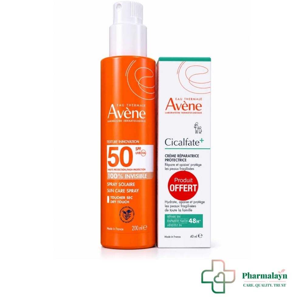 AVENE SOLAIRE SPRAY ADULTE HAUTE PROTECTION SPF50+ 200ML+CICALFATE CREME REPARATRICE PROTECTRICE 40ML(OFFERT)
